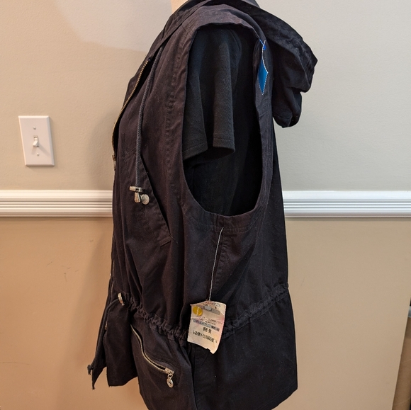 NWT. VINTAGE Jones New York long cotton hooded vest. Size medium. - Picture 5 of 9